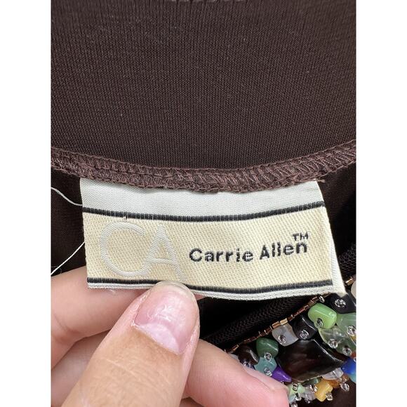 Carrie Allen Womens Maxi Dress Size Medium Brown Gemmed V-Neckline - Picture 5 of 11
